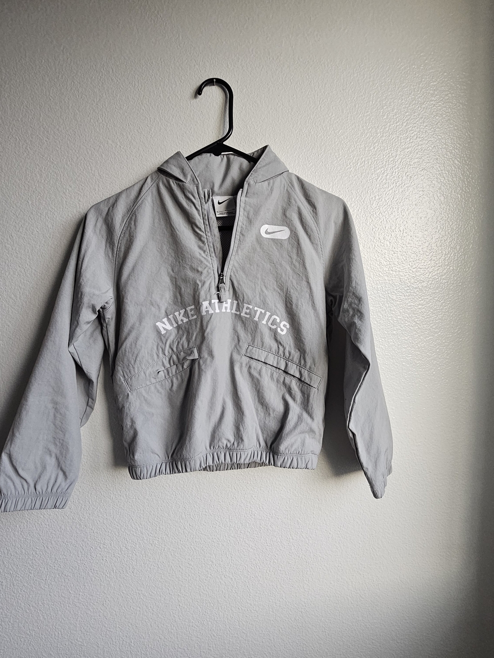 Nike Kids' Light Gray Half-Zip Windbreaker Jacket